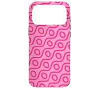 Pink Red Wavy Diagonal Lines Ovals Circles Pattern Coque pour iPhone 17 Pro Max
