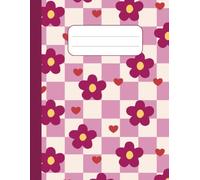 Pink Retro Floral Composition Notebook: Large 8.5 x 11 Lined Exercise Book with Left Margin | 100 Pages Wide Ruled Paper with Built-in Class Timetable and Task Checklists for School