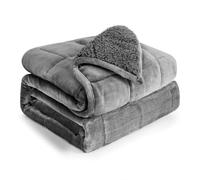 Pink Rhyme Cottonblue Couverture Sherpa Grise de 9 kg pour Grand lit, 152,4 x 203,2 cm, Couverture Lourde pour Adultes, Couverture Polaire Douce et Confortable sur Grand lit, Couverture lestée Minky