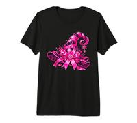 Pink Ribbon Witch Hat Halloween Breast Cancer Awareness T-Shirt Haut de Gamme