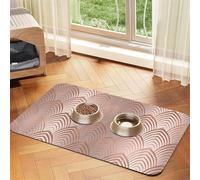 Pink Rose Copper Gray Art Deco Seashells Scales,Waterproof Pet Feeding Mat,PU Leather Placemats for Cat Dog Water Bowl,Food Mats,40x60cm
