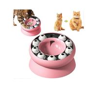 (Pink)Rotating Puppy Food Dispenser, Slow Feeder Cat Bowl, Interactive Cat Puzzle Feeder With Funnel, Slow Down Pets Eating Preventing Choking