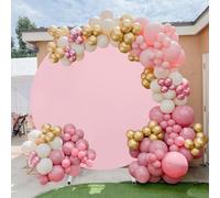 Pink Round Backdrop Cover 7.2ft Pink Circle Arch Cover Birthday Photo Photography Background for Party Baby Shower Wedding Decorations (Frame Not Included)