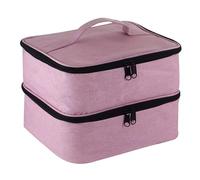 Pink Sac De Rangement De Vernis À Ongles À Double Couche Rangement Vernis A Ongle Malette Onglerie Organisateur Grand Étui De Rangement Zippé pour Vernis À Ongles 25x20x19 Cm