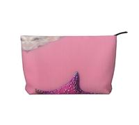 Pink Sand Beach Sac à cosmétiques en velours côtelé avec fermeture éclair pour femme