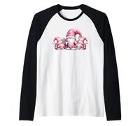 Pink Santa Gnomes in Christmas Family Outfits for Xmas Manche Raglan