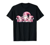 Pink Santa Gnomes in Christmas Family Outfits for Xmas T-Shirt