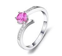 Pink Sapphire 925 Sterling Silver Solitaire fiançailles pour femme Bijoux de mariage