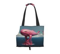 Pink Sea Dream Sac à bandoulière pliable pour animal domestique Motif baleine nucléaire