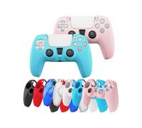 (Pink) Silicone Anti-Slip Protective Gamepad Case Cover for PlayStation 5 DualSense Controller - Black, Gaming Accessories