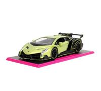 Pink Slips 1:24 W7 Lamborghini Veneno Voiture moulée sous pression avec base, jouets pour enfants et adultes (vert citron/apprêt)