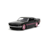 Pink Slips 1:32 W2 1969 Ford Mustang Voiture moulée sous pression, jouets pour enfants et adultes (rayures noir/rose)