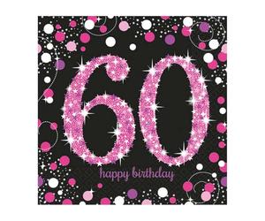 Pink Sparkling Celebration 60th Luncheon Napkins 33cm /16