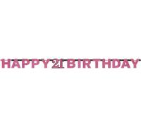 Pink Sparkling Celebration Happy 21st Birthday Prismatic Letter Banners 2.13m
