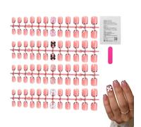 Pink Stick On Nails - 96Pcs Full Cover Press On, Fake Fingernails | Fake Nails Press On Short for Girls Girlfriend Her Mother Family