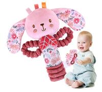 Pink Stuffed Animals, Cute Plush Animal Toys, Bunny Elephant Rattles, Soft Ring Rattle Sensory Toys, Plush Rattle Shaker, Easy To Use, Portable for for Babies 0 6 Months