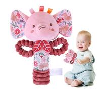 Pink Stuffed Animals, Cute Plush Animal Toys, Bunny Elephant Rattles, Soft Ring Rattle Sensory Toys, Plush Rattle Shaker, Easy To Use, Portable for for Babies 0 6 Months