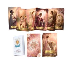 Pink Tarot Cards Deck, 78 Piece Classic Oracle Set, Portable English Fortune Reading Cards with Soft Aesthetic Design, Home Use Set, Travel Reading Kit, Tarot for Love Dream Meditation Guidance