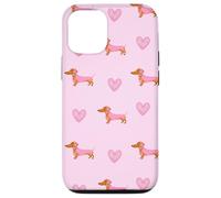Pink Teckel Heart Repeat Soft Valentine Wiener Dog Coque pour iPhone 12/12 Pro