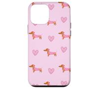 Pink Teckel Heart Repeat Soft Valentine Wiener Dog Coque pour iPhone 12 Mini