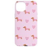 Pink Teckel Heart Repeat Soft Valentine Wiener Dog Coque pour iPhone 15 Plus