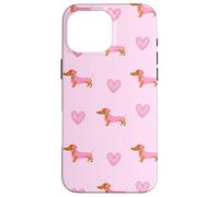 Pink Teckel Heart Repeat Soft Valentine Wiener Dog Coque pour iPhone 16 Pro Max