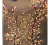 Pink Tree Lamp, Lighted Artificial Blossom Flower Bonsai, Remote Control Flower Lights, Remote Control Dimming and Timer Function Flower Lights for Desk, Windowsill, Shelf