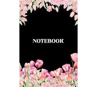 Pink Tulip Garden Notebook - Black Cover: Pink Tulip Watercolor Notebook, 120 page lined, 6”x9”