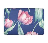 Pink Tulips Royal Blue Extra Large Tapis à langer doux et absorbant, lavable en machine, pour tout-petits, 132 cm de long x 91 cm de large