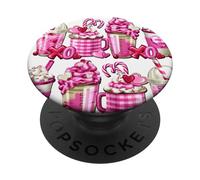 Pink Valentines Latte Graphic for Teacher and Love Couples PopSockets PopGrip Adhésif