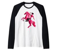 Pink Vampire Cowboy Riding Pony Weird Nude Surreal Humour Manche Raglan