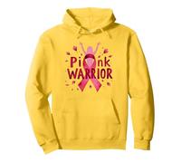 Pink Warrior : Sensibilisation au Cancer du Sein et autonomisation des Femmes Sweat à Capuche, Unisexe pour Adultes, Citron, M