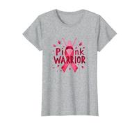Pink Warrior : Sensibilisation au Cancer du Sein et autonomisation des Femmes T-Shirt, Femme, Gris Chiné, XS