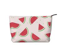 Pink Watermelon Printed Corduroy Cosmetic Bag - Trousse de toilette portable à fermeture éclair pour femme - Noir - Taille unique