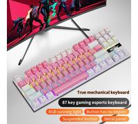 pink-white Red axis SKYLION K87 Clavier Mécanique Filaire 20 Sortes de Jeu D'éclairage Coloré et Bureau Pour Microsoft Windows et Apple IOS Système ""Nipseyteko