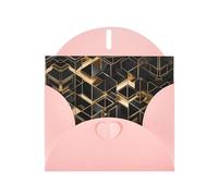 Pink WHJSHOP Carte de vœux 2 impressions à carreaux noirs et dorés - Papier nacré haut de gamme double face effet perlé avec boucle d'amour et enveloppe en papier nacré