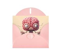 Pink WHJSHOP Carte de vœux avec impression de cerveau humain - Papier nacré double face haut de gamme effet perle avec boucle d'amour et enveloppe en papier nacré