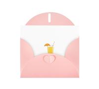 Pink WHJSHOP Carte de vœux imprimée avec inscription « Drink orange during leisure time » - Papier nacré double face haut de gamme Effet perle Love Buckle Enveloppe en papier nacré