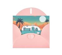Pink WHJSHOP Carte de vœux imprimée avec inscription « You Make Me Happy Camper » - Papier nacré double face haut de gamme - Effet nacré - Enveloppe en papier perlé avec boucle d'amour