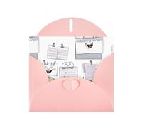 Pink WHJSHOP Carte de vœux imprimée Happy Note Every Day - Papier nacré double face haut de gamme Effet perle Love Buckle Enveloppe en papier perlé