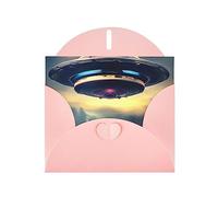 Pink WHJSHOP Carte de vœux imprimée UFO Landing - Papier nacré double face haut de gamme Effet perle Love Buckle Enveloppe en papier perlé
