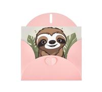 Pink WHJSHOP Carte de vœux Motif paresseux de dessin animé - Papier nacré double face haut de gamme Effet perle Love Buckle Enveloppe en papier perlé