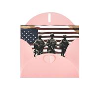 Pink WHJSHOP Carte de vœux Motif soldats militaires américains - Papier nacré haut de gamme double face avec boucle d'amour et enveloppe en papier nacré