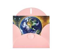 Pink WHJSHOP Carte de vœux Motif Terre cosmique - Papier nacré double face haut de gamme Effet perle Love Buckle Enveloppe en papier nacré