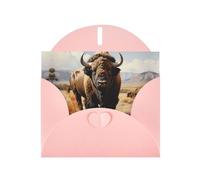 Pink WHJSHOP Carte de vœux Motif troupeau de bisons d'Amérique du Nord - Papier nacré double face haut de gamme Effet perle Enveloppe en papier perlé