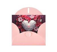 Pink WHJSHOP Carte de vœux pour Saint Valentin Motif cœurs - Papier nacré double face haut de gamme Effet perle Boucle d'amour Enveloppe en papier nacré