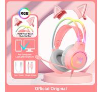 Pink with Ear ONIKUMA casque de jeu RGB, avec micro Flexible HD, 3.5mm, pour PC, Xbox, PS4, PS5, Switch, ordinateur ""Nipseyteko