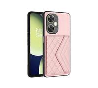 (Pink)YB Leather Coating Series-8 Compatible For OnePlus Nord CE 3 Lite 5G Case Phone Card Bag with Kickstand