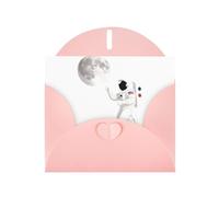 Pink YYHWHJDE Carte de vœux Motif astronaute picking the moon 15,2 x 10,2 cm Design tendance et unique pour diverses occasions