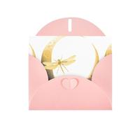 Pink YYHWHJDE Carte de vœux Motif libellules dorées sur la lune 15,2 x 10,2 cm Design tendance et unique pour diverses occasions